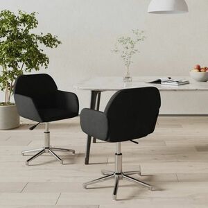 vidaXL Obrotowe krzesła stołowe, 2 szt., czarne, obite tkaniną obraz