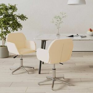 vidaXL Obrotowe krzesła stołowe, 2 szt., kremowe, obite tkaniną obraz