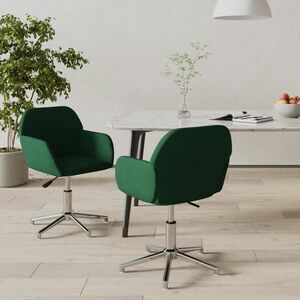 vidaXL Obrotowe krzesła stołowe, 2 szt., ciemnozielone, obite tkaniną obraz