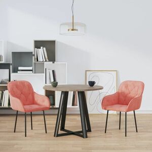 vidaXL Krzesła stołowe, 2 szt., różowe, obite aksamitem obraz