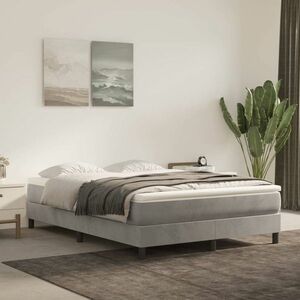 vidaXL Rama łóżka, jasnoszara, 140x190 cm, tapicerowana aksamitem obraz