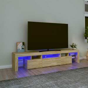 vidaXL Szafka pod TV z oświetleniem LED, dąb sonoma 200x36, 5x40 cm obraz