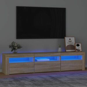 vidaXL Szafka pod TV z oświetleniem LED, dąb sonoma, 180x35x40 cm obraz