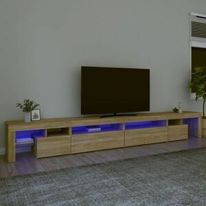 vidaXL Szafka pod TV z oświetleniem LED, dąb sonoma, 290x36, 5x40 cm obraz