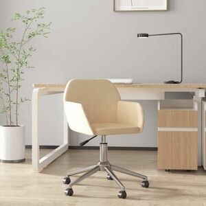 vidaXL Obrotowe krzesło biurowe, kremowe, tapicerowane tkaniną obraz