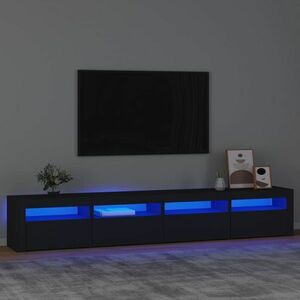 vidaXL Szafka pod TV z oświetleniem LED, czarna, 240x35x40 cm obraz
