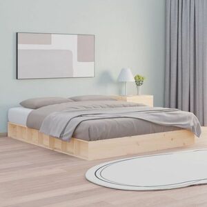 vidaXL Rama łóżka, naturalna, lite drewno sosnowe, 140 x 200 cm obraz