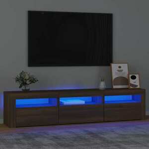 vidaXL Szafka pod TV z oświetleniem LED, brązowy dąb, 180x35x40 cm obraz