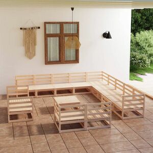 vidaXL 14-cz. zestaw mebli wypoczynkowych do ogrodu, drewno sosnowe obraz