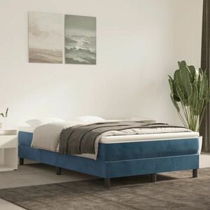 vidaXL Rama łóżka, ciemnoniebieska, 120x200 cm, tapicerowana aksamitem obraz