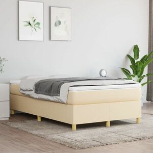 vidaXL Rama łóżka, kremowa, 120x200 cm, obita tkaniną obraz