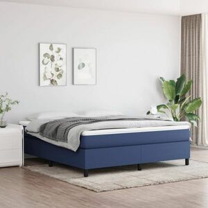 vidaXL Rama łóżka, niebieska, 160 x 200 cm, obita tkaniną obraz