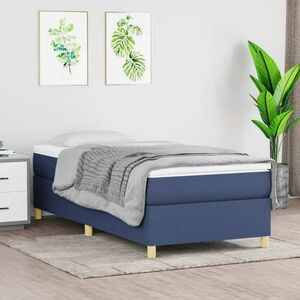 vidaXL Rama łóżka, niebieska, 90x190 cm, tapicerowana tkaniną obraz