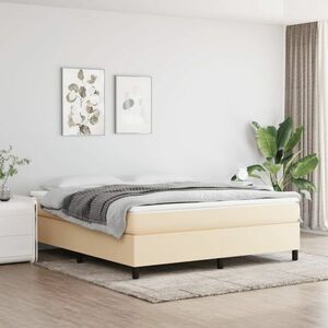 vidaXL Rama łóżka, kremowa, 180x200 cm, obita tkaniną obraz