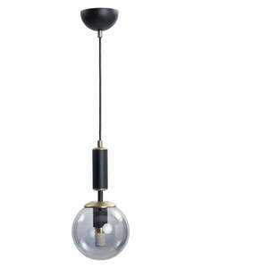 Czarno-szara lampa wisząca ze szklanym kloszem ø 15 cm Hector – Squid Lighting obraz