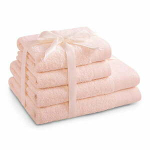 Jasnoróżowe bawełniane ręczniki zestaw 4 szt. frotte Amari – AmeliaHome obraz