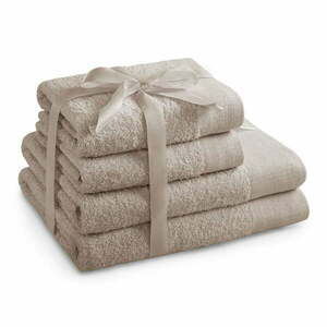 Beżowe bawełniane ręczniki zestaw 4 szt. frotte Amari – AmeliaHome obraz