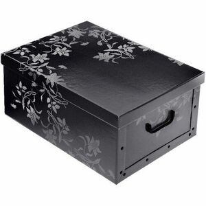Pudełko do przechowywania z pokrywą Ornament 51 x 37 x 24 cm, czarny obraz