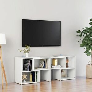 vidaXL Szafka TV, biała, wysoki połysk, 104x30x52 cm obraz