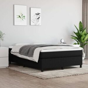 vidaXL Rama łóżka, czarna, 140x190 cm, obita tkaniną obraz