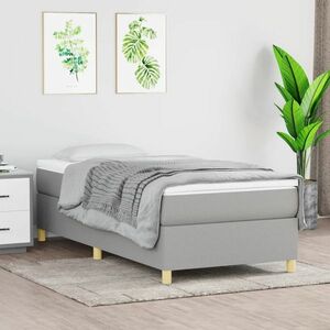 vidaXL Rama łóżka, jasnoszara, 90x190 cm, obita tkaniną obraz