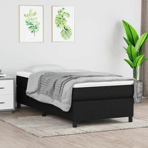vidaXL Rama łóżka, czarna, 90x190 cm, obita tkaniną obraz