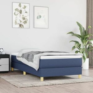 vidaXL Rama łóżka, niebieska, tkanina, 90 x 200 cm obraz