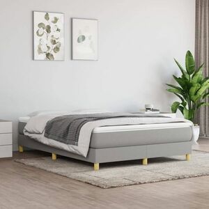 vidaXL Rama łóżka, jasnoszara, 140x190 cm, obita tkaniną obraz