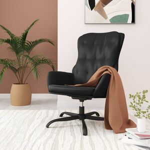vidaXL Krzesło wypoczynkowe, czarne, sztuczna skóra obraz