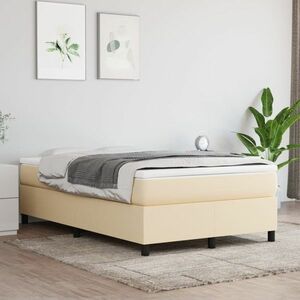 vidaXL Rama łóżka, kremowa, 120x200 cm, obita tkaniną obraz
