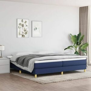 vidaXL Rama łóżka, niebieska, 200x200 cm, obita tkaniną obraz