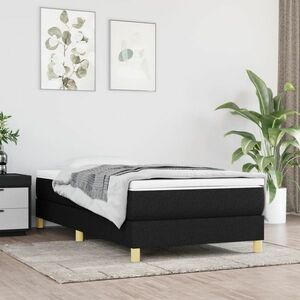 vidaXL Rama łóżka, czarna, 90 x 200 cm, tapicerowana tkaniną obraz