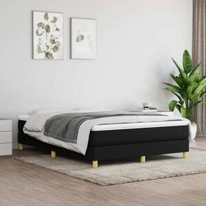 vidaXL Rama łóżka, czarna, 140 x 200 cm, obita tkaniną obraz