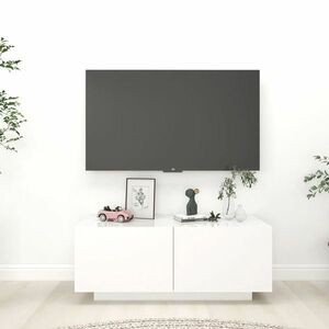 vidaXL Szafka pod TV, wysoki połysk, biała, 100x35x40 cm obraz