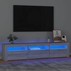 vidaXL Szafka pod TV z oświetleniem LED, szarość sonoma, 180x35x40 cm obraz