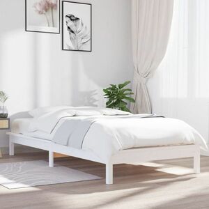 vidaXL Rama łóżka z litego drewna sosnowego, biała, 200 x 200 cm obraz
