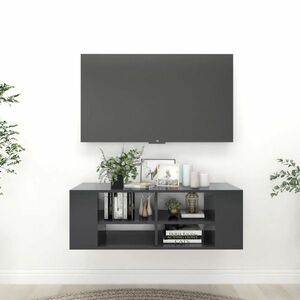 vidaXL Wisząca szafka TV, szara, 102x35x35 cm, materiał drewnopochodny obraz