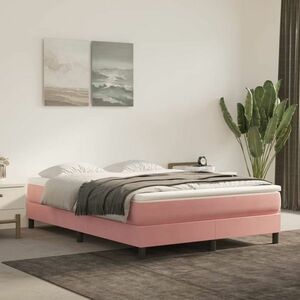 vidaXL Rama łóżka, różowa, 140 x 200 cm, tapicerowana aksamitem obraz