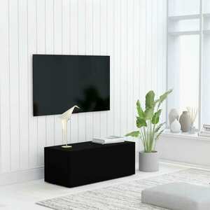 vidaXL Szafka pod TV, czarna, 80x34x30 cm, materiał drewnopochodny obraz