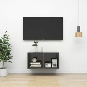 vidaXL Wisząca szafka TV, szara, 37x37x72 cm, materiał drewnopochodny obraz