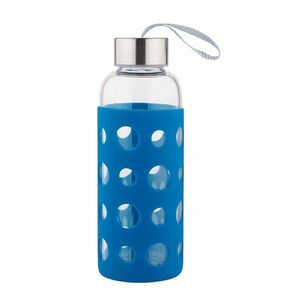 Altom Szklana butelka na wodę w silikonowym pokrowcu 425 ml, morski niebieski obraz