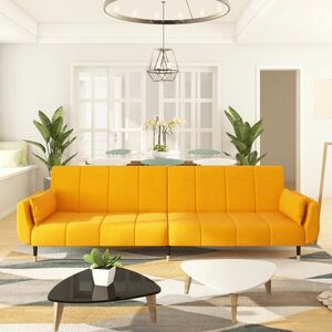 vidaXL 2-osobowa kanapa z 2 poduszkami, żółta, aksamitna obraz