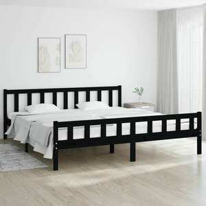 vidaXL Rama łóżka, czarna, 180x200 cm, Super King, lite drewno obraz