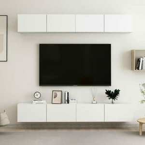 vidaXL Szafki TV, 4 szt., białe, 100x30x30 cm, materiał drewnopochodny obraz