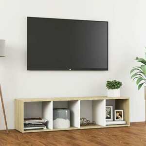vidaXL Szafka pod TV, biel i dąb sonoma, 142, 5x35x36, 5 cm obraz