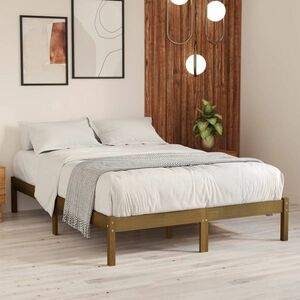 vidaXL Rama łóżka z litego drewna, 120x190 cm, podwójna obraz
