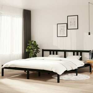 vidaXL Rama łóżka, czarna, lite drewno, 180x200 cm obraz