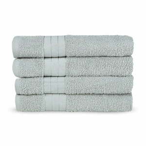 Zestaw 4 jasnoszarych ręczników bawełnianych Uni, 50x100 cm obraz