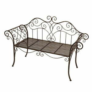Czarno-ciemnobrązowa metalowa ławka ogrodowa Selene – Garden Pleasure obraz
