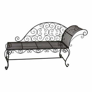 Czarno-ciemnobrązowa metalowa ławka ogrodowa Lamington – Garden Pleasure obraz